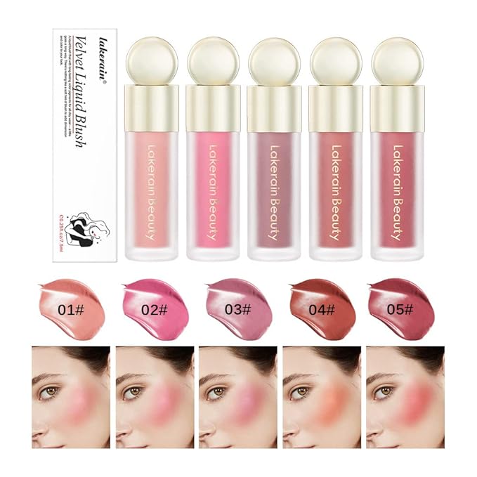 GL-Turelifes Soft Cream Blush Makeup, Liquid Blush for Cheeks, Natural-Looking Long Lasting, Smudge Proof, Velvet Mousse,Dewy Finish, Easy to Blend Blusher (#5)