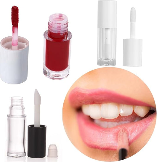 Qeuly 4 Pack Lip Gloss Tubes, 6ml Empty Lip Gloss Tubes with Wand, Clear Plastic Lip Gloss Containers for Skin Care Oil DIY Makeup Lipgloss Making Kit (D25xH86mm)