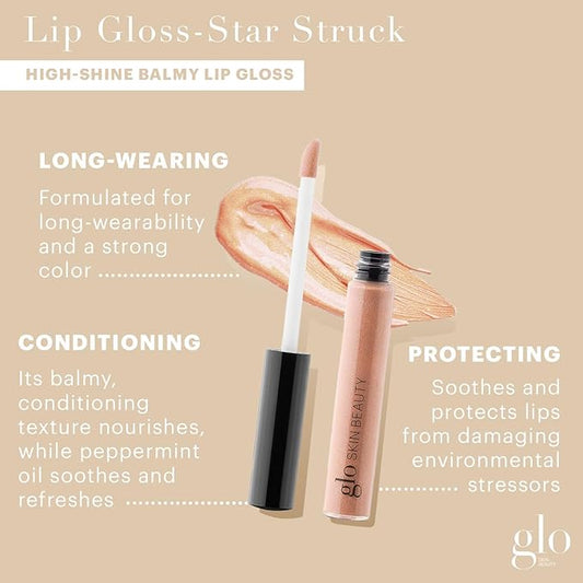 Glo Skin Beauty Lip Gloss in Star Struck - Sheer Brilliant Gold Shimmer - 20 Shades - Non-Sticky - Cruelty Free