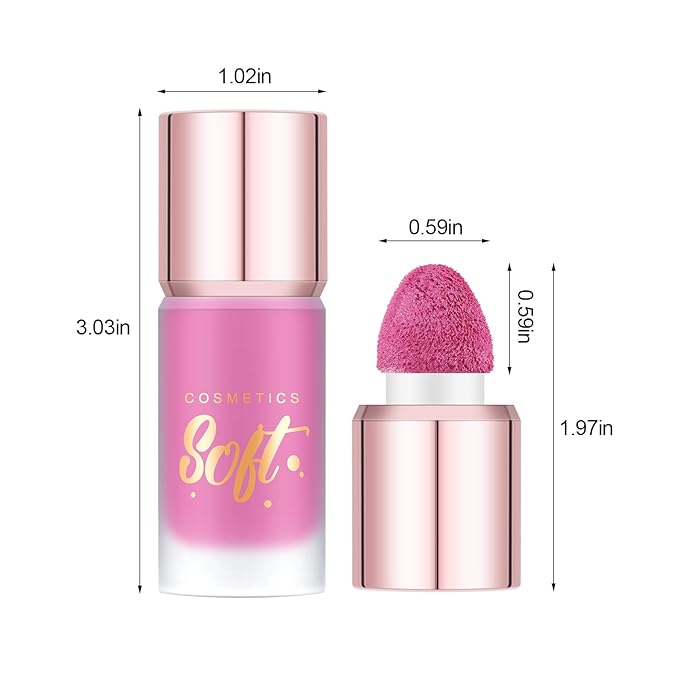 Boobeen Soft Liquid Blush Makeup for Cheeks, Lightweight and Buildable, Thin Cheek Makeup Stick for Natural Flush Color, Cream Blush Easy to Blend, With Build in Brush