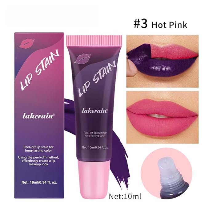 3 Colors Peel Off Lip Stain Detachable Lip Liner Set Long Lasting Lip Stain Peel Off Waterproof Non-sticky Matte Nude Lip Gloss Highly Pigmented Tattoo Lip Tint Stain Color (Multicolor, 3PCS)