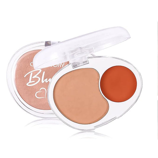 Dual-Tone Face Blush Palette for Cheeks - Waterproof, Long-Lasting, Satin Finish, Creamy Texture, Sculpting, All Skin Tones, Squalane, Highlighting, for Home, Travel, Makeup 2 Tone Tint 8#