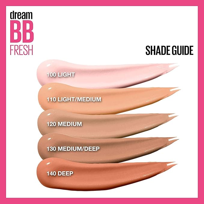 Maybelline Dream Fresh Skin Hydrating BB cream, 8-in-1 Skin Perfecting Beauty Balm with Broad Spectrum SPF 30, Sheer Tint Coverage, Oil-Free, Medium, 1 Fl Oz (Pack of 2)