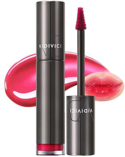 VIDIVICI Millennial Tint Glit - Transfer Proof Moisture Korean Lip Tint with Long-Lasting Color, Lightweight Water Jelly Texture, Hydrating & Smudge-Free Lip Stain, 0.13oz (07 BEST BUD)