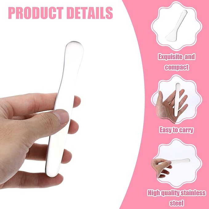 simarro 3-Piece Makeup Scraper Set, Mini Metal Makeup Scraper, Beauty Reusable Skin Care Spoon, Facial Beauty Accessories for Mixing and Sampling Botanical Masks, Skin Creams, Eye Creams, Serums