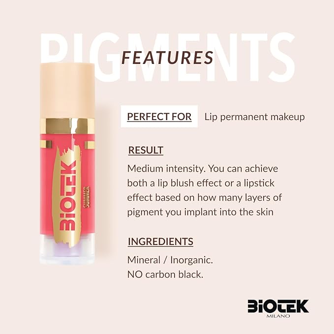 Biotek Lip Pigment for Permanent Makeup - Bright Strawberry Color for Lip - Made in Italy - Summer 0,61 fl.oz.