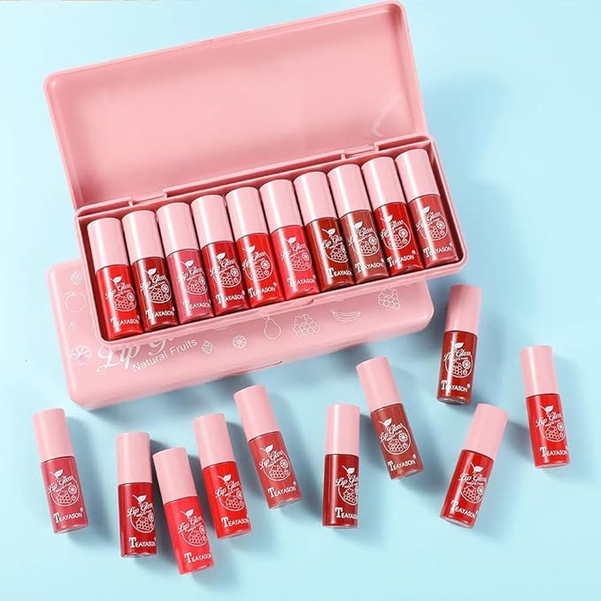 10 Color Lip Stain Set, Plumping Mini Liquid Lipstick, Korean Lip Gloss, Long Lasting, Non-Stick, Waterproof, High Pigment, Vivid Color Lip Tint Makeup