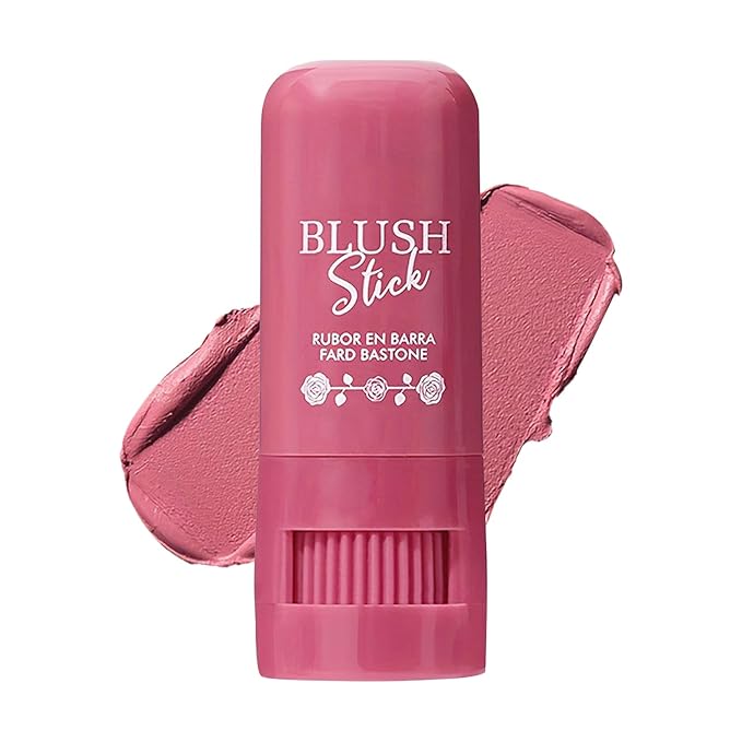 Cream Blush Stick Multi-Use Makeup Blush Stick for Lip and Cheeks Tint Solid Moisturizer Waterproof Cream Blush Natural Face Blush Makeup for All Skin Tones-04 Rose Pink