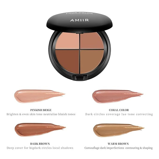 AMIIR Color Correcting Concealer Cream Full Coverage Professional Makeup Palette Flawless Face Contour, Medium to Dark