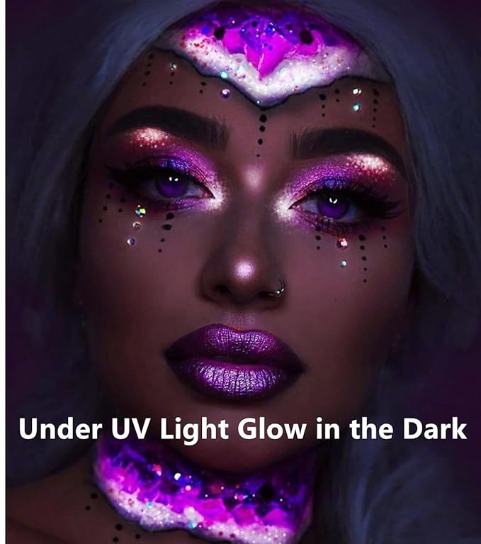 Go Ho Neon Purple Body Paint Washable(2.37oz,70ml),under UV Blacklight Neon Face Paint,Water Based Neon Fluorescent Purple Face Paint for Adults Children SFX Cosplay Costumes Halloween Makeup
