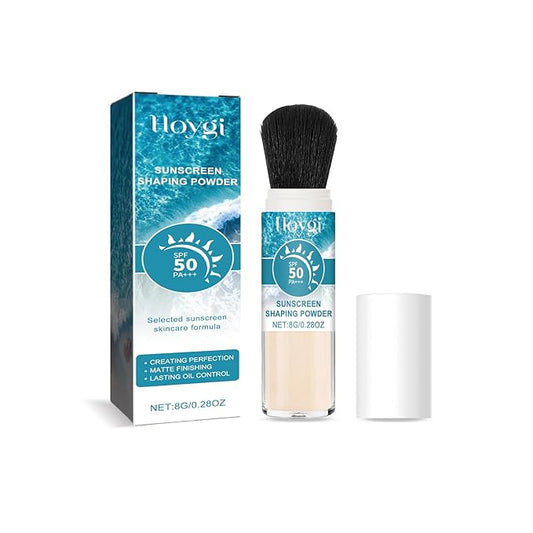 Sunscreen Setting Powder,SPF 50++ Mineral Setting Powder, Lightweight, Long Lasting, Smooth, Oil Control Sunscreen Powder,Smooth Lasting Breathable Concealer for Face with Brush