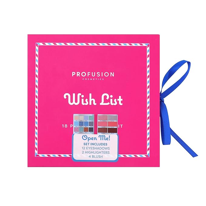 Profusion Cosmetics Wish List 18 Shade Makeup Palette, Richly Pigmented Multi Finish Eyeshadow, Highlighter, and Blush for Dazzling Eyecatchy Looks