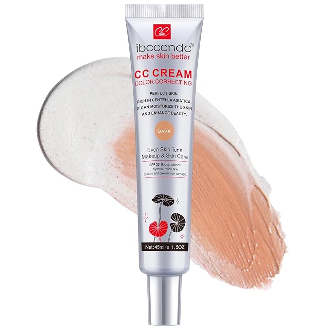 Color Correcting CC Cream With Centella Asiatica - Color Correcting Formula for Blemishes, Skin Redness, & Acne Marks - Lightweight - Moisturize Skin and SPF Protection, Even Skin Tone (Dark)