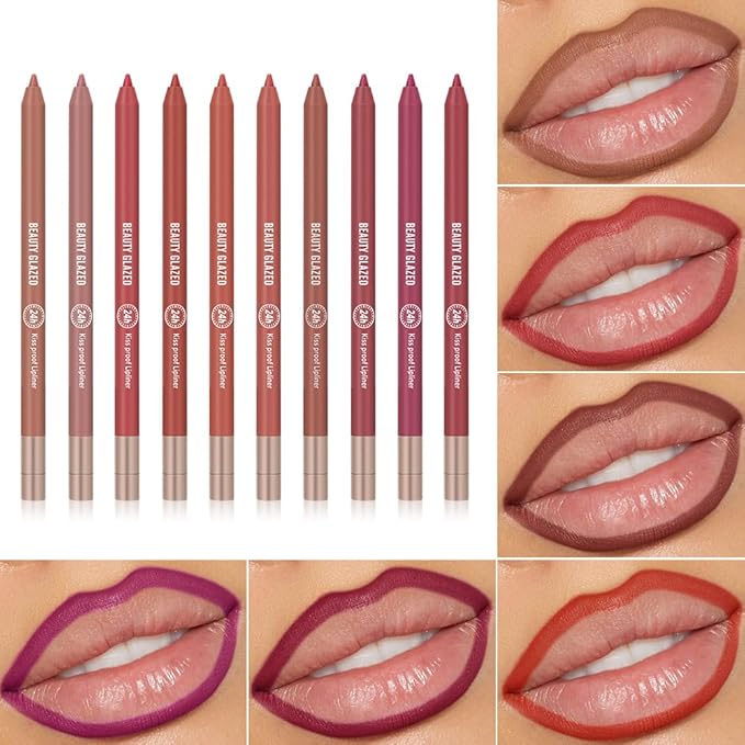 Ultra Fine Lip Liner Non-Stick Cup Not Fade Waterproof Velvety Nude Long-lasting Comestic Tool,Assorted Colors High Pigmented Matte Smooth Soft Pencils Natural Lip Makeup Lip Liners