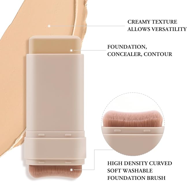 Matte Foundation Stick - Full Coverage Concealer And Contour Stick With Built In Applicator