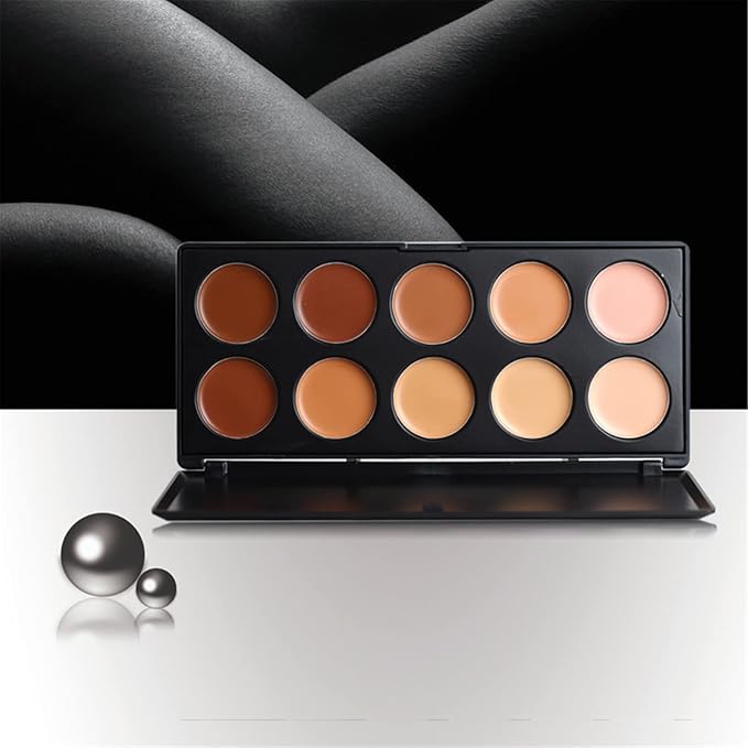 10 Colors Hydrating Cream Concealer Palette, Pure Vie Long Lasting Full Coverage Correcting Concealer Palette Foundation Camouflage Makeup Contour Kit for Conceals Corrects Dark Circles Acne Blemish