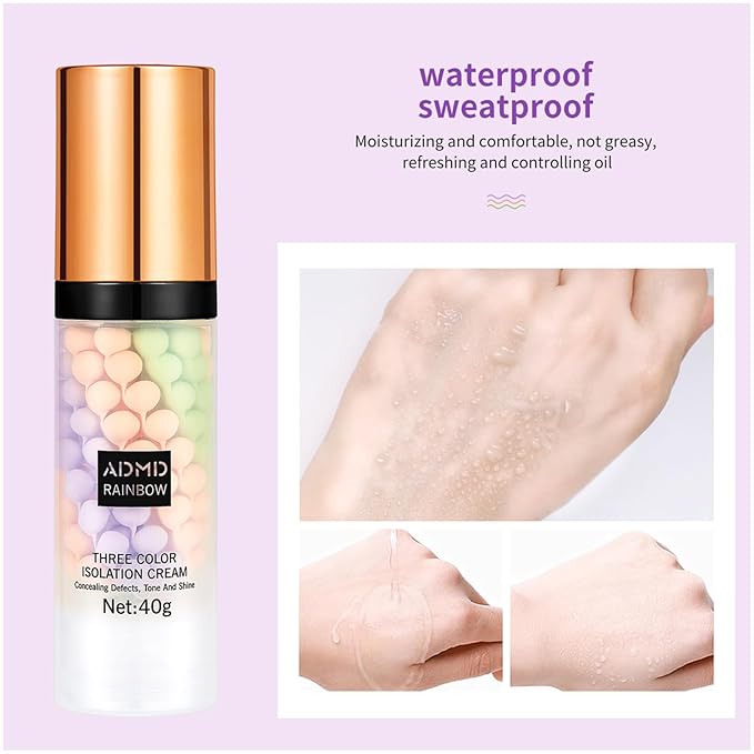 Face Primer for Makeup 3 Colors Isolation Cream Color Corrector Primer Concealer Invisible Pore Brightening Primer Base Corrector Natural Isolation Cream Primer Face Makeup