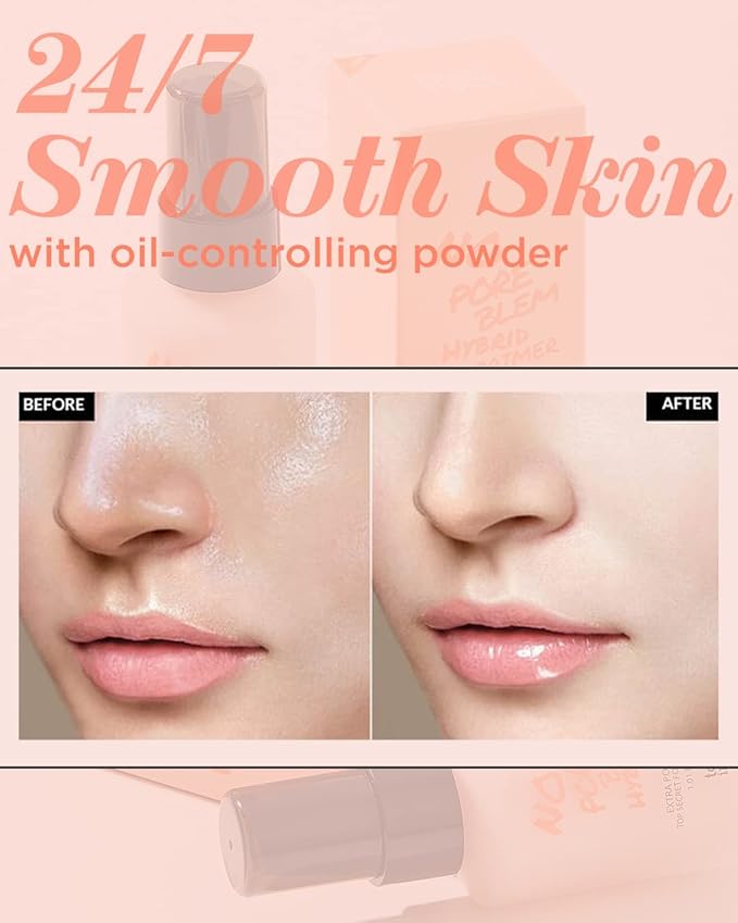 TOUCH IN SOL No Poreblem Hybrid Primer + Redness Correcting Base Set - Extra Pore Covering Matt Finish Sebum and Shine Control - Tone Neutralizing before Foundation, 1.01 + 1.01 fl.oz.