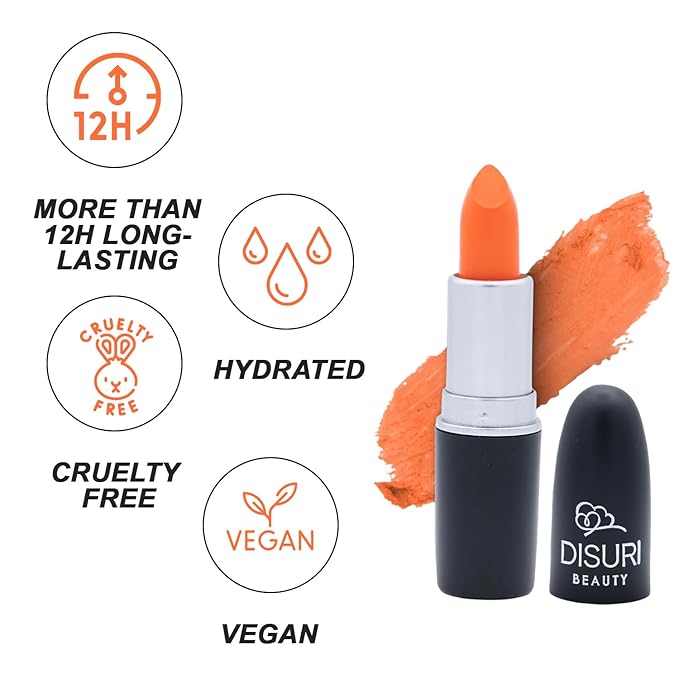 Matte Bullet Long Wear Lipstick - Vegan and Cruelty-Free - Smudge and Waterproof Matte Lipstick with Moisturizing Formula - All Day Comfort - (Tangerine Dream #14)