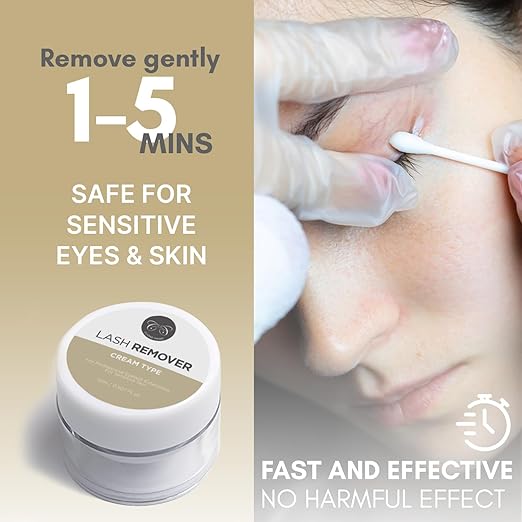 Eyelash Extension Remover Cream - 15gm, No Eyelids Burning/Irritation, Formaldehyde-Free, Unscented