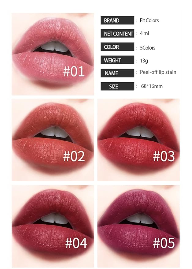 2Pcs Lip Gloss Peel Off, Long Lasting Lip Tint, Peel Off Lip Stain Lip Tattoo Stain, Tattoo Magic Color Peel Off Lip Tint, Matte Lipstick Waterproof Lip Stain for Womens Girl
