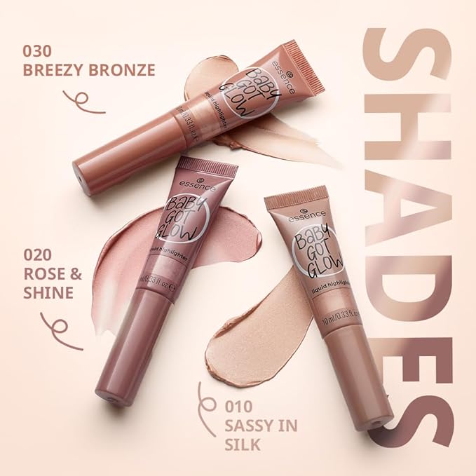 essence | Baby Got Glow Liquid Highlighter | Lightweight, Buildable, Radiant with Sponge Applicator | Vegan & Cruelty Free (30 | Breezy Bronze)