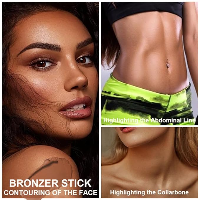 Cream Bronzer Stick, Multi-use Contour Stick for Face Shaping, Matte Finish Beauty Wand for Sculpt the Face, Easy to Apply, Longwear, Waterproof, Buildable and Blendable Color (#22, 1PC)