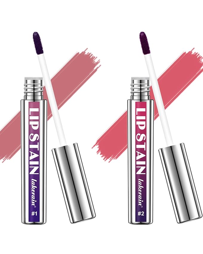 Lip Stain Peel Off,2Pcs Peel Off Lip Stain Tattoo Long Lasting Lip Liner Stain Nude Pink Matte Lip Gloss Waterproof Smudge Proof Lipstick,High Pigmented Color Peel Off Lip Tint Women Makeup Gift-01+02