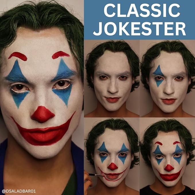 Mehron Makeup Premium Character Kits| Makeup Kits for Halloween & Cosplay| Made in the USA | Complete Kit | Includes all Tools & Instructions on How to Create the Look | (Evil Jokester)