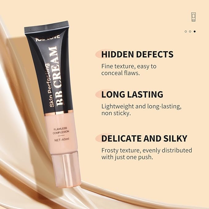LAMUSELAND BB Cream Foundation, Full Coverage Hydrating Oil-Free Tinted Moisturizer Cream, Color Correcting Long-lasting BB Cream for All Skin Tones (Lvory Fair, M)