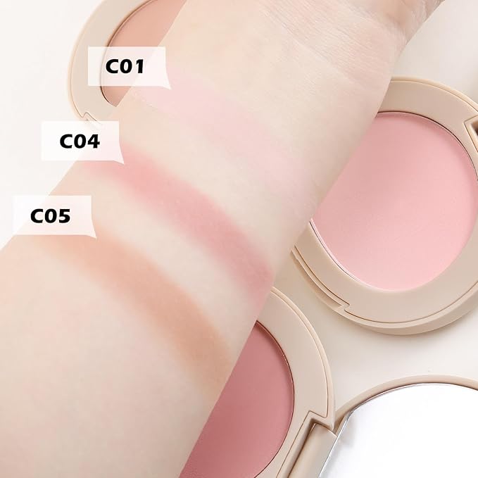 Boobeen Powder Blush Matte Single Color, Pressed Face Makeup for Colorful, Long-wear Glow, Natural Flush Tint for Cheeks