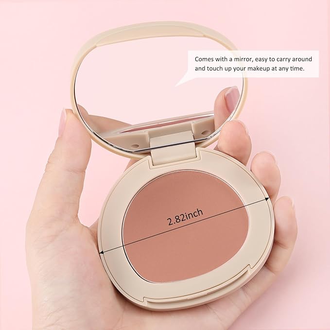 Boobeen Powder Blush Matte Single Color Blush, Pressed Blush Face Makeup Blusher High Pigment Blush for Colorful, Long-wear Glow, Natural Flush Tint for Cheeks (C06)