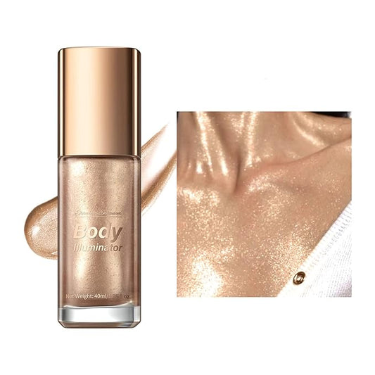 MAEPEOR Body Luminizer 5 Colors Smooth Subtle Shimmer Illuminator Moisturizing Long Lasting Summer Glow for Face and Body (40ML, 02 Rose Gold)