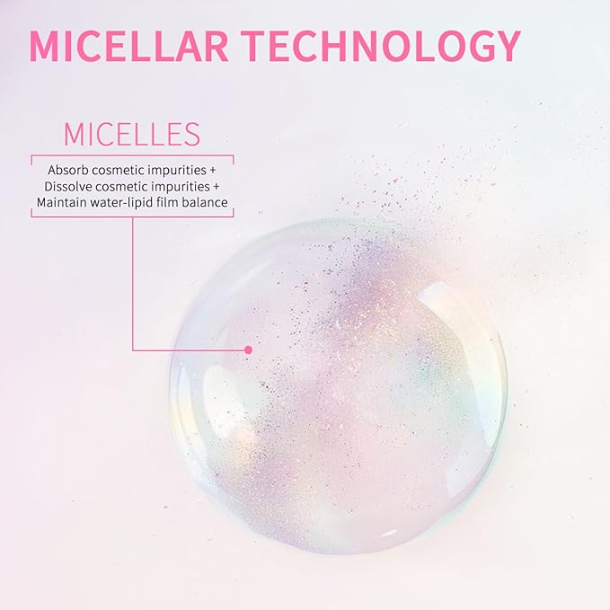 NICEFACE All-in-One Micellar Cleansing Water, Hydrating Facial Cleanser & Makeup Remover, Apply to Face, Eyes and Lips - No Rinse Off, Suitable for Sensitive Skin, Vegan, Cruelty Free (100ml)