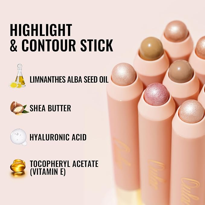 Oulac Contour Stick Makeup, Multi-use Cream Contour Stick, No Caking or Dragging, Matte Finish, Vegan, Cruelty-Free, C3 Caramel