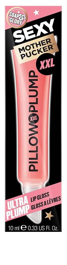 Soap & Glory SMP XXL Pillow Plump Lip Gloss - Hydrating, Plumping Lip Gloss for Full, Volumized Lips - Lip Plumper Gloss + Chocolate Orange Scent with Vegan Formula in Pinkwell (10ml)