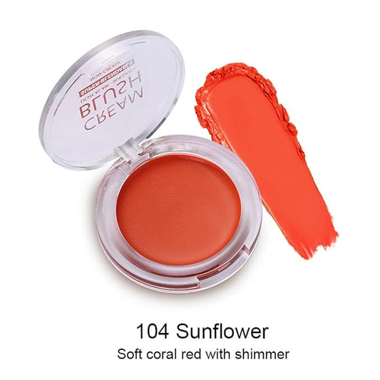 MAEPEOR Cream Face Blush 8 Color Lightweight Smooth Natural Look Matte Face Blush Long-Lasting Buildable Blusher for Cheeks (104 Sunflower)