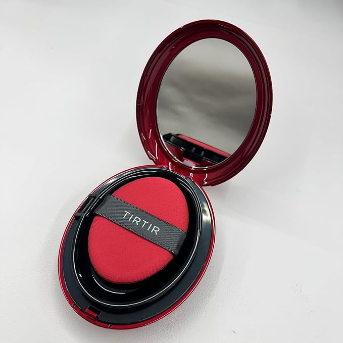 TIRTIR Mask Fit Red Cushion Foundation | Full coverage, Weightless, Skin fit, Satin Glow Finish, Korean Makeup, beauty, Tattoo cover up, Buildable (#34W Toffee, 0.63 Fl Oz)
