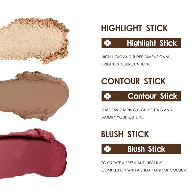 Matte Cream Blush Stick for Cheeks, Eyes & Lips - Waterproof, Long Lasting (07 Rose)