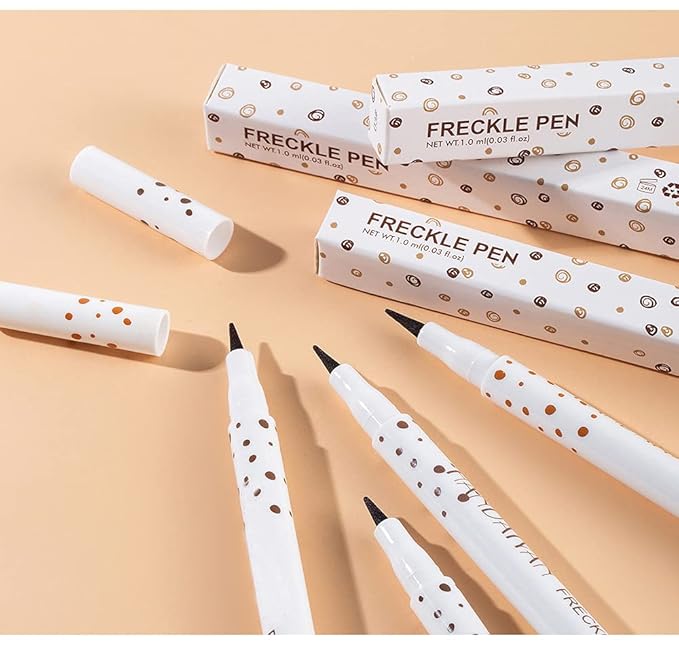 2 Colors Freckle Pen Waterproof Long-lasting Quick Dry Small Spot Natural Lifelike Freckle Makeup Pen (Dark Brown+Light Brown)