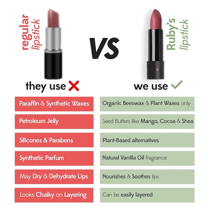 RUBY'S ORGANICS Semi-Matte Lipstick for Women, Hydrating and Highly Pigmented, Moisturizing & Non Drying, Lightweight & Long Lasting Formula, Lip Makeup, Paraben-Free, Nude Nuddy, 3.7g
