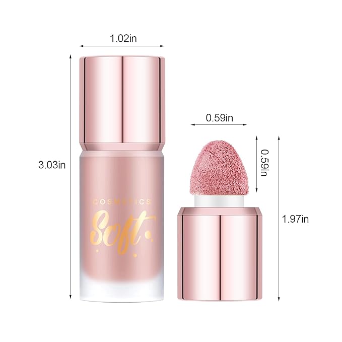 Boobeen Soft Liquid Blush Makeup for Cheeks, Lightweight and Buildable, Thin Cheek Makeup Stick for Natural Flush Color, Cream Blush Easy to Blend, With Build in Brush