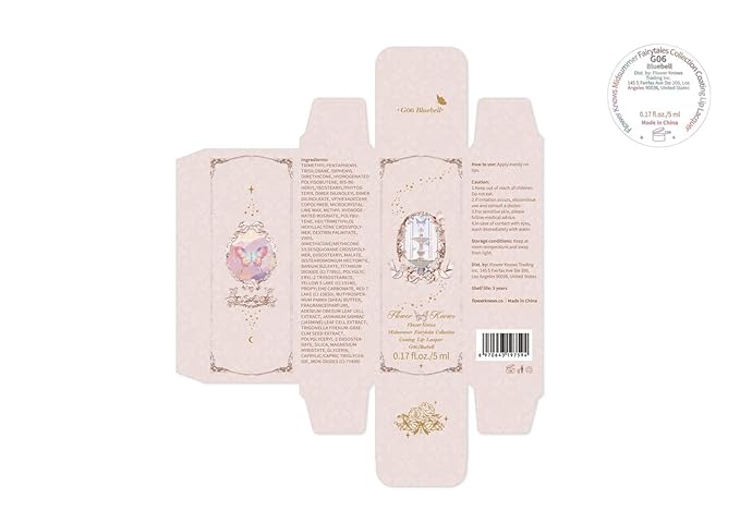 Flower Knows Midsummer Fairytales Coating Lip Lacquer,Glowy Non-Fading Lip Gloss,Hydrating Tinted Lip Oil for Girls&Women,Vegan & Cruelty Free,0.17Fl Oz(G06 Bluebell)