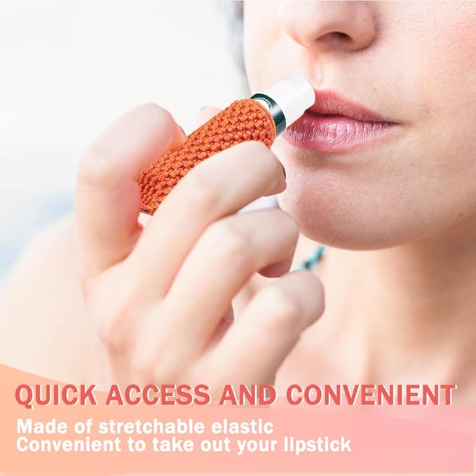 WKieason Lip Balm Sleeves Holder Keychain Bulk 10pcs Clip on Chapstick Key chain Holder Lip Gloss Keychain Holder Sleeve Tight-Knit Elastic Lipstick Key Chain Holder