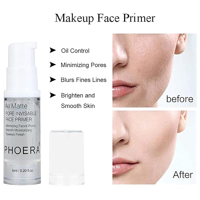 PHOERA Foundation,PHOERA CC+ Cream Color Correcting Anti Aging Hydrating Serum &SPF 25+,PHOERA Primer,PHOERA Makeup,Kabuki Makeup Brushes Foundation Brush Powder (101 Porcelain+100 Porcelain CC Cream)