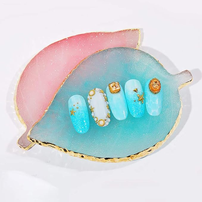 1 Pcs Leaf Resin Nail Art Palette Painting Makeup Palette Tray Cosmetic Nail Gel Polish Colors Mixing Pallet Pink