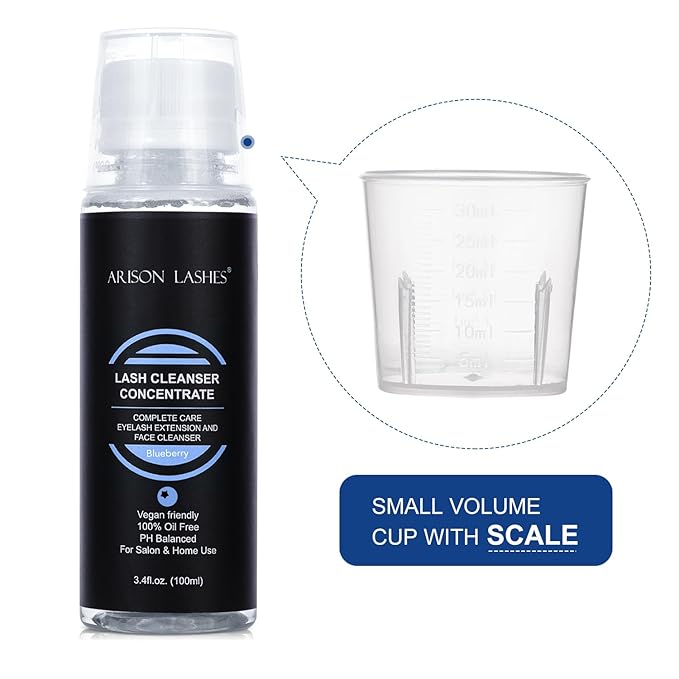 Eyelash Cleanser Concentrate 100ml Lash Extensions Shampoo Natural Foaming Cleanser DIY Non-lrritating Wash for Extensions Lashes with Salon Home Care-Makes 20 Bottles 60ml lash Shampoo (Blueberry)