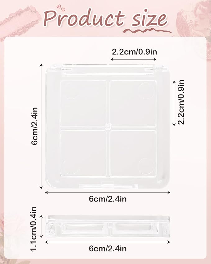 EORTA 12 Pieces Empty Makeup Palettes Box 4 Grids Eyeshadow Pigment Tray Women Refillable eyeshadow Lipstick Blush Highlighters Container Clear Square Pans for Lip Eyeshadow Paints