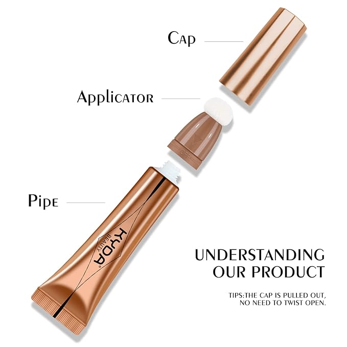 KYDA Highlighter Beauty Wand, Face Illuminator with Cushion Applicator, Natural Glossy Finish, Silky Smooth Cream, Face Highlighter Bronzer Makeup, Lightweight Blendable-Talk Glow