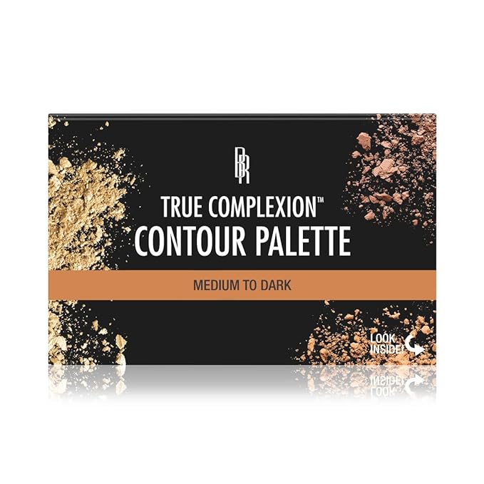 Black Radiance True Complexion Loose Setting Powder Banana 0.64 Ounce and Contour Palette Medium to Dark 0.38 Ounce